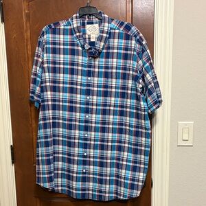 St. John's Bay Blue Plaid Button Down Shirt